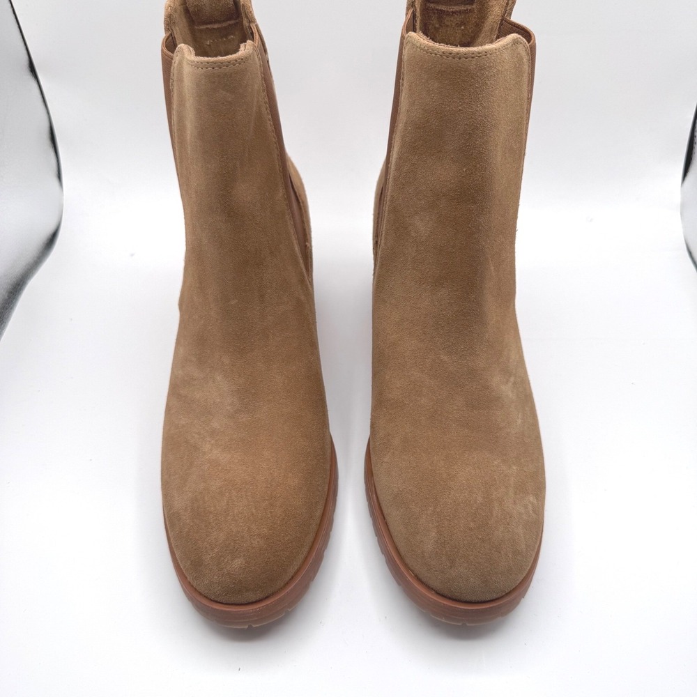 Nisolo Ana To-Go Heeled Chelsea Suede Brown Block Leather Ankle‎ Boots Women's 6 - Picture 2 of 10